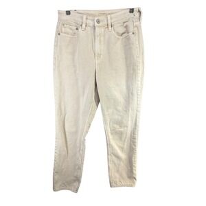 American Eagle Mom Straight Jeans Womens 6 Light Khaki Classic Denim Timeless